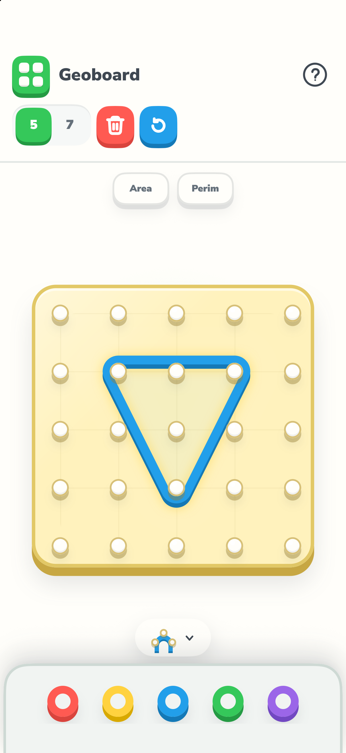 Geoboard in the native Manipulatives app on iPhone