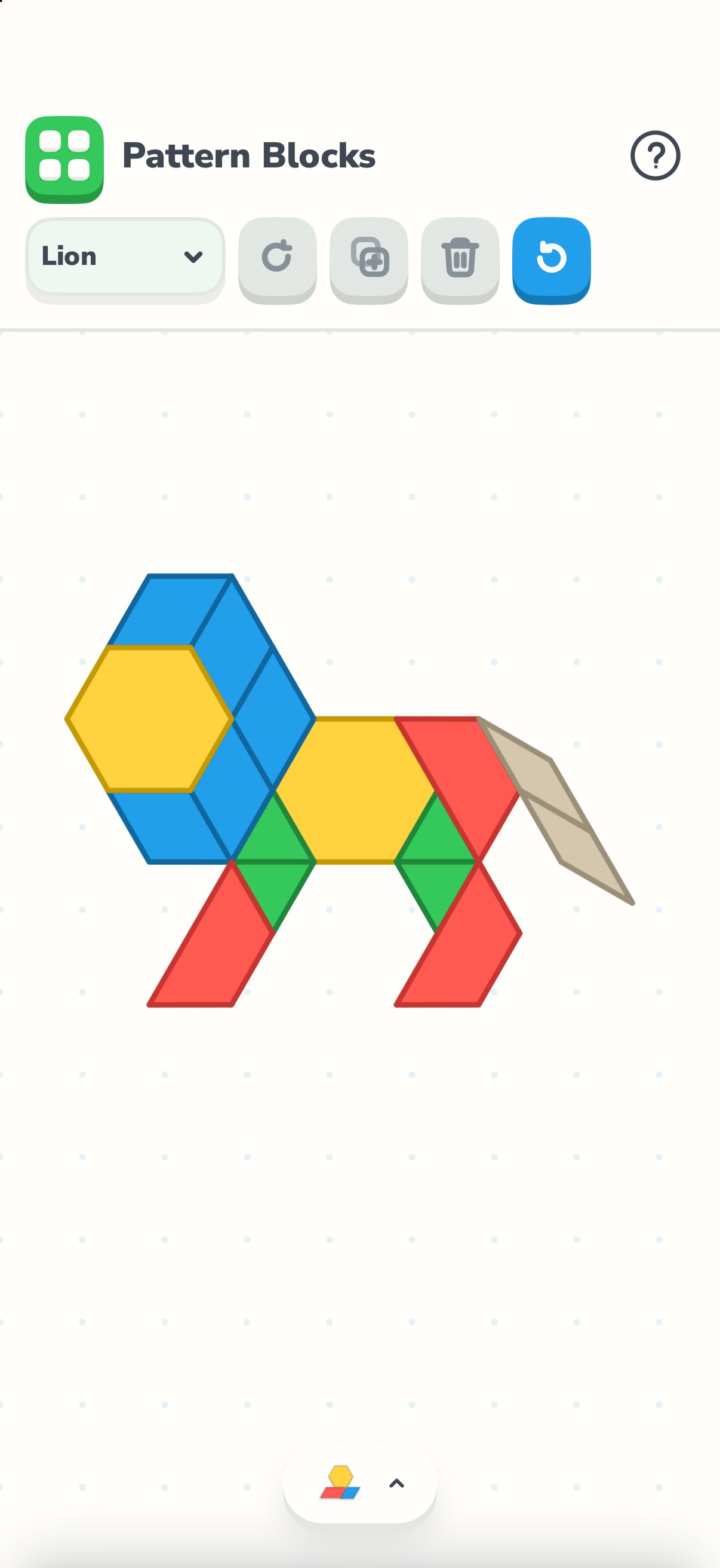 Pattern Blocks in the native Manipulatives app on iPhone