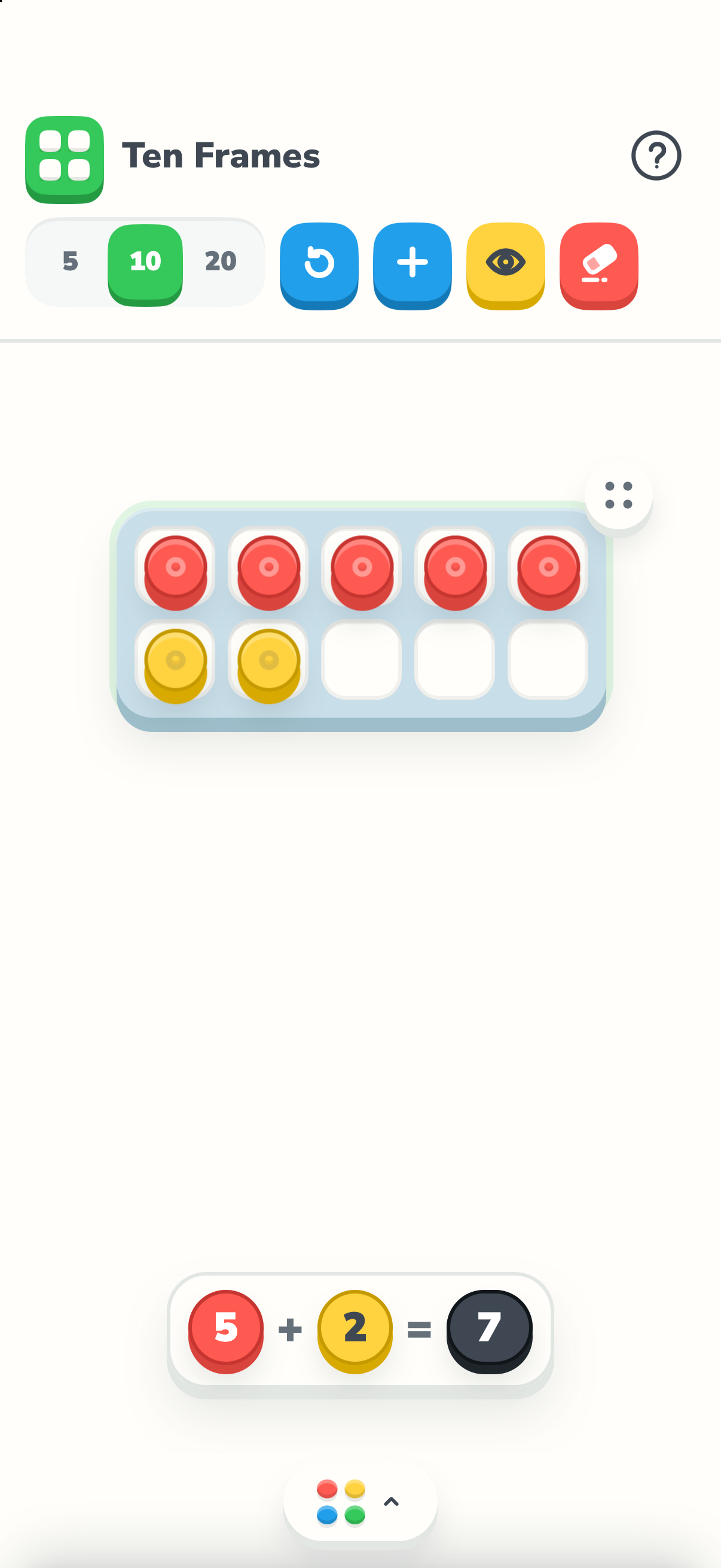 Ten Frames in the native Manipulatives app on iPhone