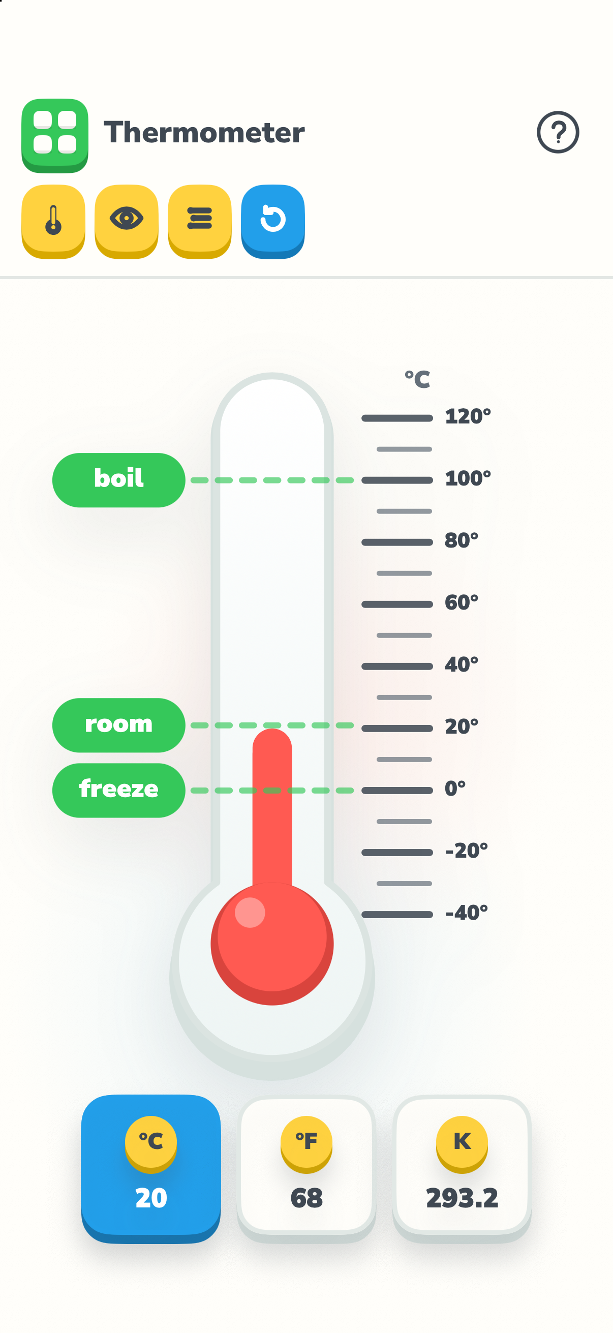 Thermometer in the native Manipulatives app on iPhone