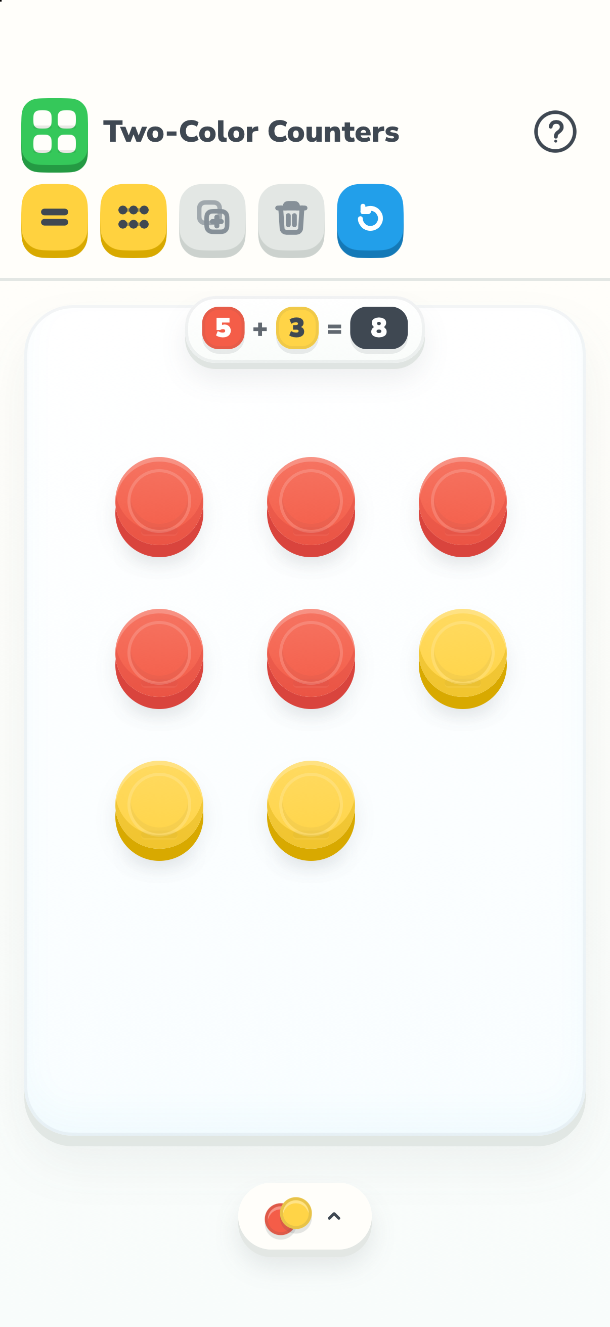 Two-Color Counters in the native Manipulatives app on iPhone